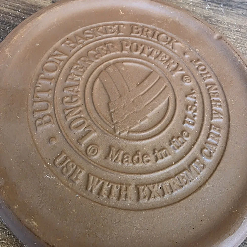 Longaberger Pottery Button Basket Brick Warmer Warming Stone‎ Bread 6